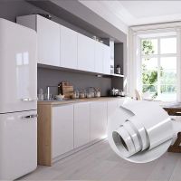 Shiny White Self Adhensive Wall Sticker Paint Flash PVC Wallpapers Kitchen Cupboard Door Furniture DIY Stickers Decorative Films