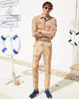 LAWI NAUTICAL PANTS กางเกงผู้ชาย ทรงขาเดฟระดับเอวกลาง พิมพ์ลายLawi ในธีมกะลาสีเรือ