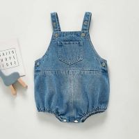 ◆ Macacão jeans Baby Boys e Girls macacão sem mangas infantil roupas de outono novo