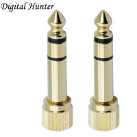 2Pcs Gold Plated Adapter Jack 6.35mm 3Pole Stereo Male Plug With Inside Screw to 3.5mm Jack Stereo Female Socket Converter