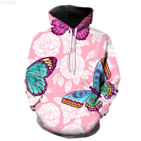 Cartoon exquisite Butterfly 3D printing Harajuku Boy Hooded Girl Fashion O-Neck Casual Street Wear Long-Sleeved Pullover Tops Size:XS-5XL