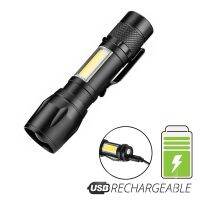 Portable Emergency COB LED Handheld Flashlights For Household and Outdoor Use / High Lumen Zoomable Water Resistant Extremely Bright LED Flash Light for Hiking Camping Survival Emergency