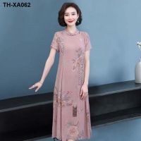 Middle-aged mother summer improved qipao dress new brim 40 50 middle-aged female temperament dress with short sleeves