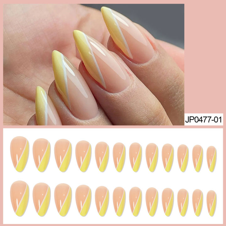 24Pcs Fashion Acrylic Pointed False Nail Stiletto Nails Clear Holo Glitter French  Nails Tips Full Cover Manicure Product Z760 | Wish