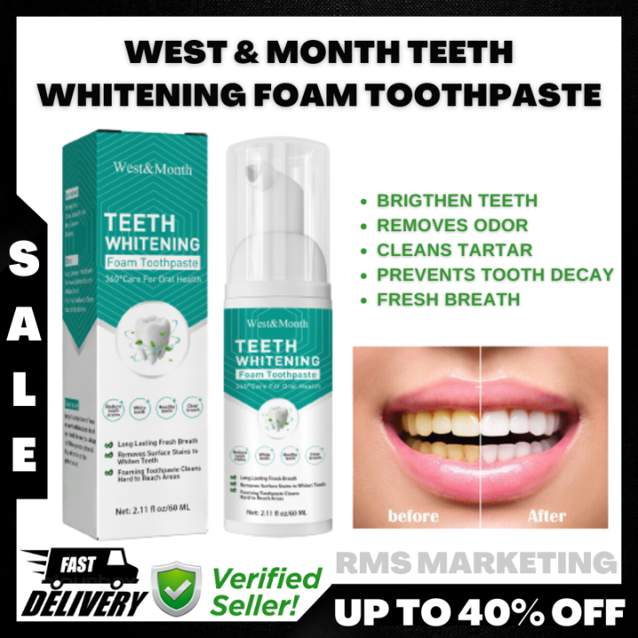 60ml West & Month Teeth Whitening Foam Toothpaste 360° Care for Oral