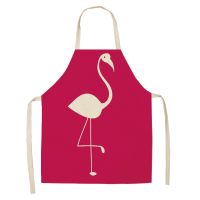 Flamingo Leaf Apron Pattern Linen Baking Accessories Home Cooking Baking Coffee Shop Cleaning Aprons Kitchen Accessories фартук Aprons