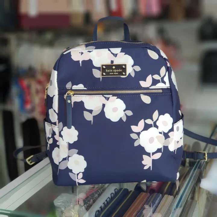 Authentic Kate Spade Blake Avenue Floral Print Backpack - Navy blue |  Lazada PH
