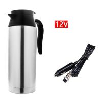 12V /24V 800ml Stainless Steel Electric Kettle In-Car Travel Trip Coffee Tea Heated Mug Motor Hot Water Boiling for Car Truck