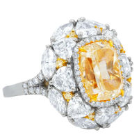 Luxury Royal Full Yellow Crystal Citrine Gemstones Diamonds Index Finger Rings for Women White Gold Filled Jewelry Bijoux Party