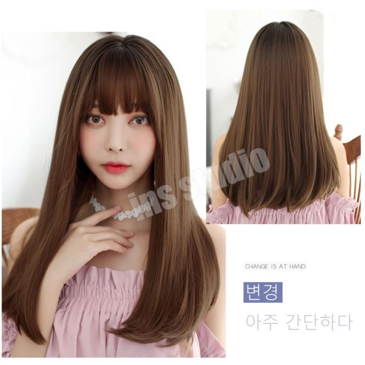 hairpiece-ทรงผมยอดฮิตของเกาหลี-วิกผมนุ่มสวย-วิกผมครอบทั้งศรีษะ-วิกผมยาวสีน้ำตาลคาราเมล-ฟรีตาข่ายคลุมผม-วิกผมยาวปะบ่าสีน้ำตาลช็อคโกแลต-วิกผมผู้หญิง-วิกผมแฟชั่น-long-brown-chocolate-hair-เส้นผมนุ่มลื่น-