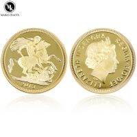 【CC】✲  British Valiant Commemorative Coin Elizabeth II Gold Plated Metal Badge Collection Business