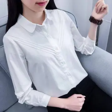 45-130kg/M-8XL/2Colors】Women Plus Size Long Sleeve White Office Shirt  Summer Office Blouse Large Size Big Loose Blouse Big Size Formal Office  Wear Office Top Shirt OL Work Wear Business Attire Blouse Lady Elegant