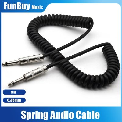 ‘【；】 3M Spring Straight Connector Guitar Audio Cable 6.35 To 6.35MM Electric Guitarra Noise Reduce Cable Music Instrument
