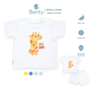 Bộ cộc tay cài vai in hươu BENTY BT003 cotton co giãn 4 chiều