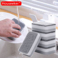 Houseeker 5/1Pcs Double-Sided Cleaning Sponge Brush Scouring Pad Dishes Washing Cloth Kitchen Bathroom Cleaning Tools