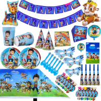 ToyStory Paw Patrol Dog Theme วันเกิด Party ตกแต่ง Disposable Tableware ชุดผ้าปูโต๊ะ Cupcake Top หมวกเด็กเด็กทารกเด็กปาร์ตี้ฟอยล์บอลลูนอุปกรณ์สำหรับวันเกิดของขวัญ