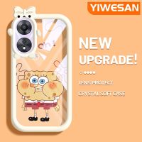 YIWESAN เคสสำหรับ OPPO A78 5G A58 A58x 5G เคสลายการ์ตูนน่ารัก SpongeBob แฟชั่นสีสันสดใสเคสโทรศัพท์กันกระแทกแบบใสนิ่มรูปโบว์ที่คลุมป้องกันเลนส์กล้องมอนสเตอร์น้อยสุดสร้างสรรค์เคสซิลิโคนใส