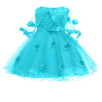 Flower Girls Dresses Children 3D Flower Tulle Graduation Party Wedding Ball Gown Formal Children Clothes 6M-10Y