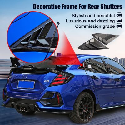 ABS Rear Quarter Panel Window Side Louvers Black Carbon Fiber Color Vent Decal Cover For Honda Civic Type R Notchback 2020 2021