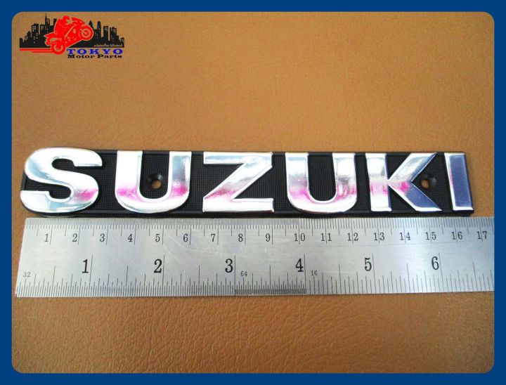 suzuki-gp100-a100-gt185-gt250-gt380-gt550-side-fuel-tank-emblem-chrome-sticker-size-17x2-5-cm-2-pcs-สติ๊กเกอร์-ข้อความ-suzuki-สีโครเมี่ยม
