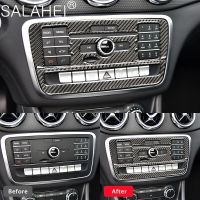 สติ๊กเกอร์ตกแต่งคอนโซลกลางในรถคาร์บอนไฟเบอร์แผง CD สำหรับ Mercedes Benz Gla/cla/a-Class อุปกรณ์เสริมรถยนต์ Retrofit