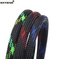 5M/10M Black+Blue/Red/UV Green+Yellow Tight High Density PET Braided Sleeve 3 - 30mm Insulated Line Cable Protection Expandable Electrical Circuitry P