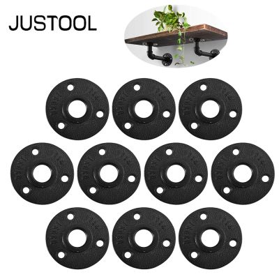 ❣ JUSTOOL 10Pcs Rusty Industrial 1/2 quot; BSP Black Flanges Malleable Aluminum Alloy Pipe Fitting Wall Floor Flanges For Hanging Rack
