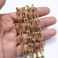 APDGG 1 Meter 7x15mm Yellow Gold Plated Copper Fashion Bezel Set Chain Paperclip Neck Chain Pearl Necklace Jewelry Making DIY