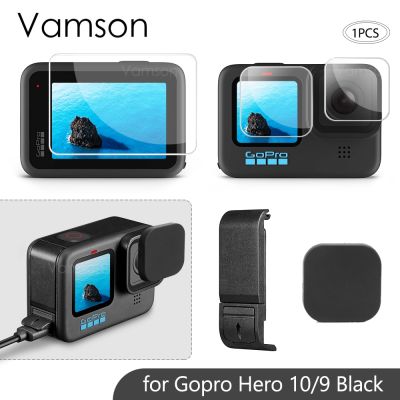 Battery Side Cover for GoPro Hero 10 9 Black Tempered Film+Removable Lid Charg Case Port for GoPro 10 Accessories VP659K