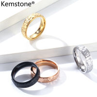 Kemstone เครื่องประดับแหวนแฟชั่นชุบเงินกุหลาบทองสีดำแบบไม่สม่ำเสมอสำหรับผู้ชายผู้หญิง