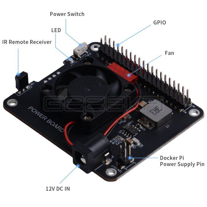 new-hot-fuchijin77-geeekpi-dockerpi-แผงพลังงานสำหรับ4b-raspberry-pi-3b-ทุกแพลตฟอร์มบอร์ดขยายสำหรับเครื่องพิมพ์พัดลมทำความเย็นอัตโนมัติ