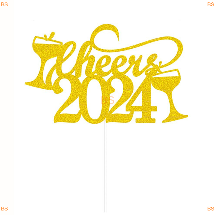 BS 2024 Cake Topper New Year 2024 Toothpick Happy New Year 2024 Party