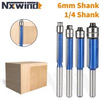 NXWIND 1PC 6MM 6.35MM Shank Double Bearing Flush Trim Bit Router เครื่องตัดไม้สําหรับงานไม้สําหรับงานกัดสําหรับไม้ Bit Face Mill