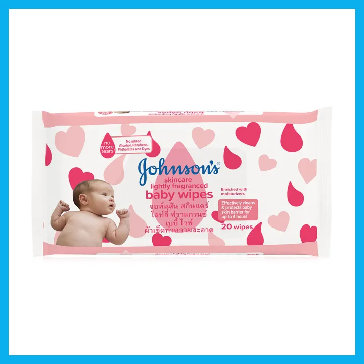 johnsons-skincare-baby-wipes-light-fragrance-20pcs-จอห์นสัน-สกินแคร์-เบบี้-ไวพ์-ไลท์-ฟราแกรนซ์-ผ้าเช็ดทำความสะอาด-มีน้ำหอม