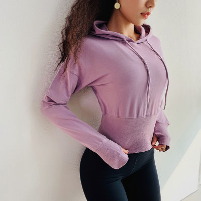 Wmuncc sports Jacket Hooded Gym Shirt workout Yoga Top Women Autumn &amp; Winter Cotton Sweatshirts Long Sleeve with Thumb Holes