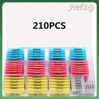 FEELDG 210PCS ฉนวนกันความร้อน ขั้วต่อปลายท่อหด เกรดทางทะเล 26-10 AWG ชุดขั้วต่อสายไฟ พร้อมกล่องเก็บของ กันน้ำกันน้ำได้ ขั้วก้นขั้ว ยานยนต์สำหรับรถยนต์