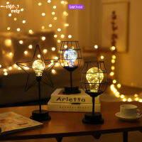 โคมไฟตั้งโต๊ะ Led โรแมนติก Retro Hollow Iron Art Pentagram แก้วไวน์รูปร่าง Night Light สำหรับ Home Bedroom Decor