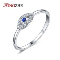 【When the flowers bloom】 TONTGZHE925Silver ตาชั่วร้าย RingBlue CZ แหวนแต่งงานสำหรับผู้หญิงตุรกี Jewelryfor สาว2020