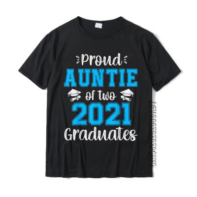 Funny Proud Auntie Of Two 2021 Graduates Senior 21 Gift T-Shirt Men Wholesale Hip Hop Tees Cotton Tshirts Summer