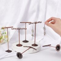 6Pcs Antique Wooden Display Jewelry Accessory Stand Wooden Jewelry Display Stand Red Copper