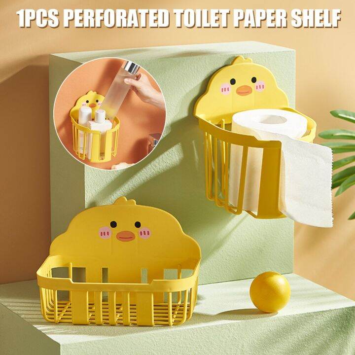 cartoon-shape-toilet-paper-holder-wall-mounted-hollowed-out-bottom-no-drilling-holder-fresh-and-breathable-tissue-holder-racks-bathroom-counter-storag