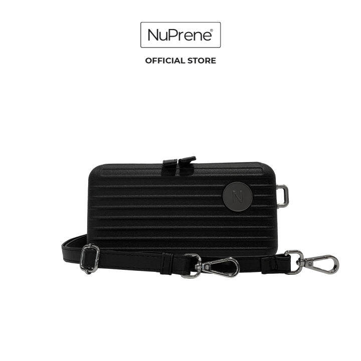NuPrene LUCCA w/ leather strap Black Bag for Unisex Little Luggage