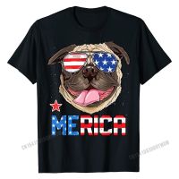 Pug Merica 4Th Of July T Shirt Men Dog Puppy Top T-Shirts Summer On Sale Cotton Tops Shirt Geek For Male