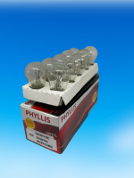 หลอดไฟท้าย 1016 ไฟเบรค ไฟหรี่ ใส่กับรถทั่วไป  12.v 25/10w 2ไส้ ยี่ห้อ PHYLLIS หลอดไฟรถยนต์ สีใส เขี้ยวตรง (1กล่อง 10 หลอด)