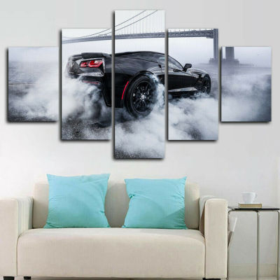 5แผง Burnout กีฬารถผ้าใบพิมพ์ Wall Art โปสเตอร์-HD พิมพ์ภาพหรูหรารถยนต์-ตกแต่งบ้านที่สมบูรณ์แบบสำหรับรถผู้ที่ชื่นชอบ