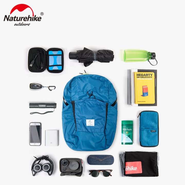 naturehike-ultralight-พับกระเป๋าเป้สะพายหลัง22ลิตรเดินทาง30d-ผ้าไนลอนกันน้ำ-ykk-ซิปเดินป่า-weekender-กระเป๋าเพียง172g-พร้อมกระเป๋าเก็บ-nh17a017-b