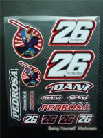 ► 1set motorsport Dani Pedrosa 26 stickers ninja motocross racing stickers SBK decals motorcycle sticker for ATV helemt