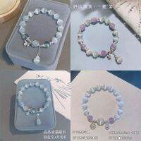 Douyin สร้อยคอรูปผีเสื้อคริสตัลโอปอลผู้หญิงดีไซน์แบบโพรงแสงจันทร์สีเทาของขวัญสำหรับนักเรียนแบบ Diy