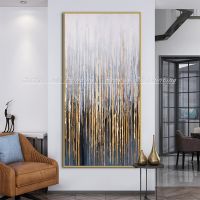 Arthyx Large Size Handpainted Golden Oil Painting On Canvas Abstract Art Decorative Picture For Living Room Wall Lienzos Cuadros Wall Décor