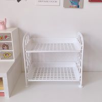 1Pcs Kawaii Macaron Minimalist Desk Desktop Organizer Storage Rack Student Dormitory Folding Hollow Shelf Skin Care StorageShelf